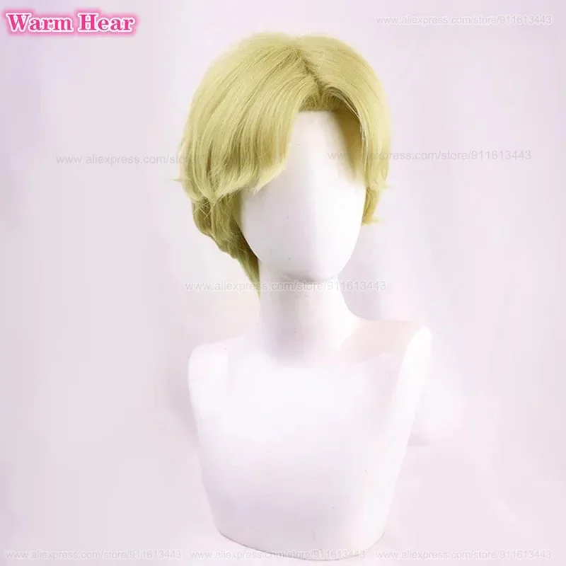 고품질 제이커 예거 합성 30cm 골든 센터 파트 코스프레 애니메이션 가발 내열성 헤어 할로윈 파티 가발 ir;l5