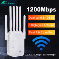 Kebidumei 1200/300Mbps Wifi Repeater Amplifier 2.4G 5G Network Expander Range Extender WiFi Signal Booster Wireless Wi-Fi Router