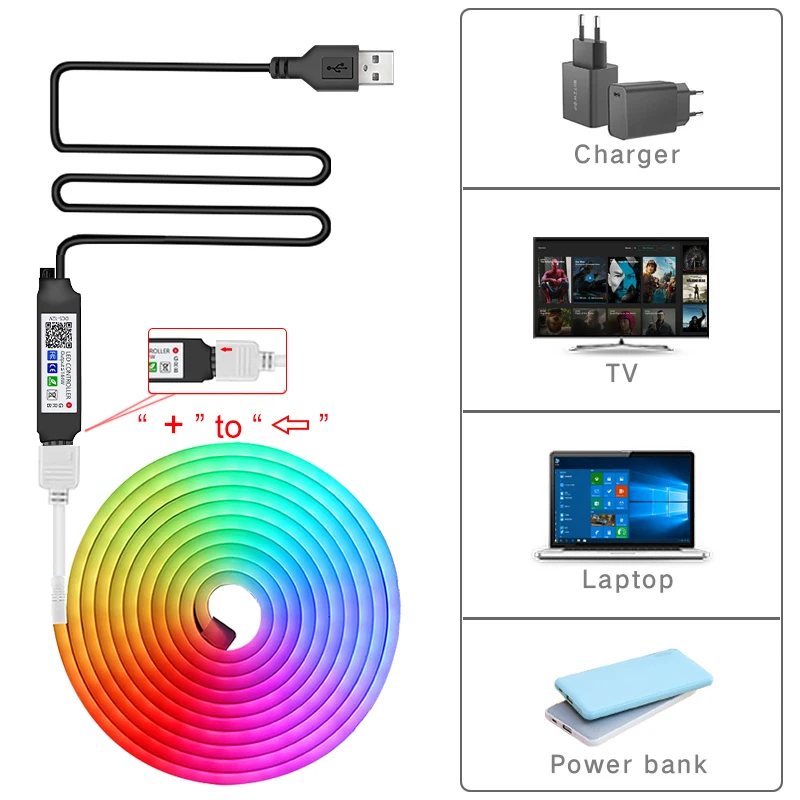 Pasek Neon Led kontrola aplikacji USB 5V Neon Flex światła do pokoju dekoracja sypialni przyjęcia DIY oświetlenie