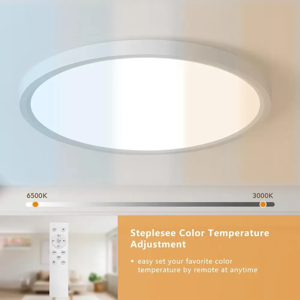 Dimmable LED Flush Mount Ceiling Light 43W 3200LM Stepless CCT Remote Control Slim Design Energy Efficient Indoor Lighting