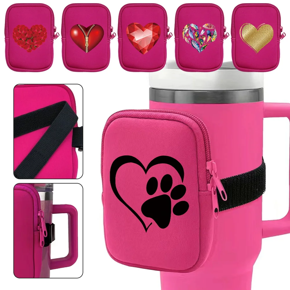 Water Cup Bags New Type of Running Water Bottle Pouch Handheld Love Series Nylon Material with Double Zipper Water Wrist Pouch