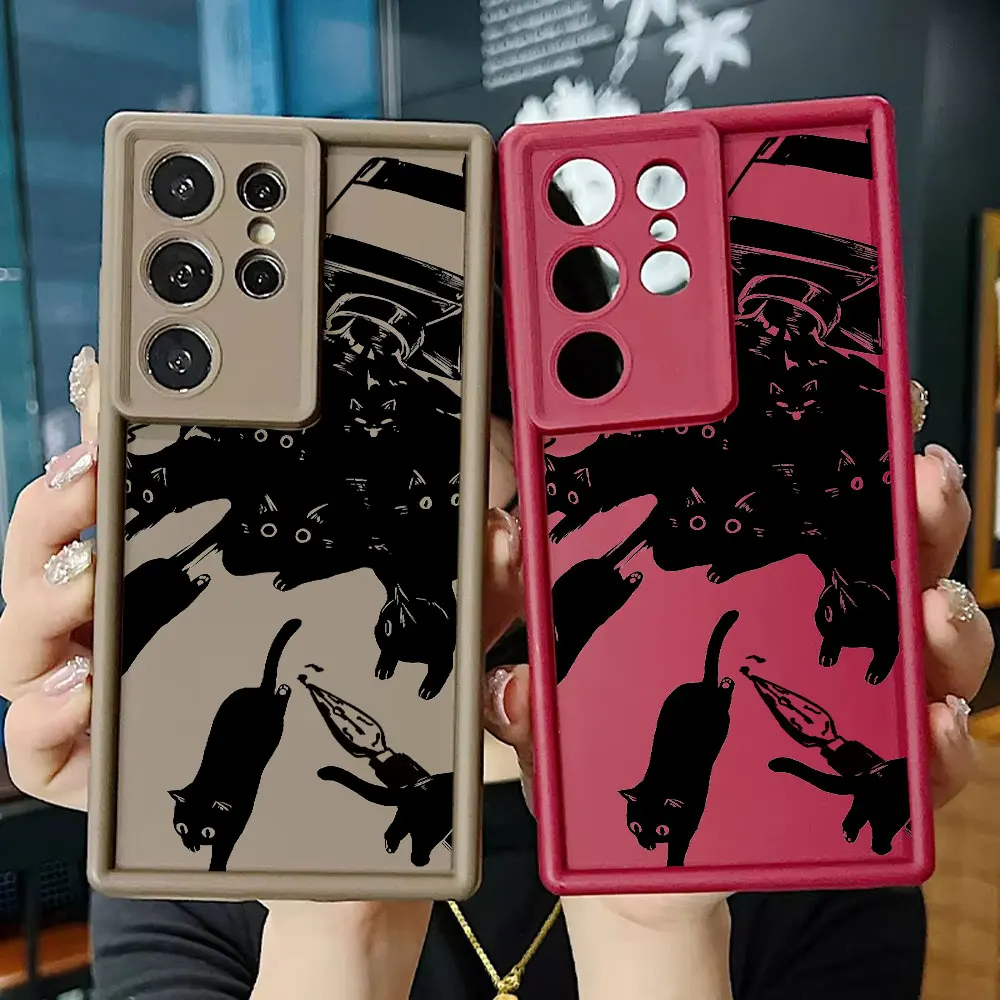 Phone Case For Samsung Galaxy S21 S22 S23 S24 FE S25  S26 Ultra 4G 5G Plus + Soft Soft Protective Cover Cute Cat