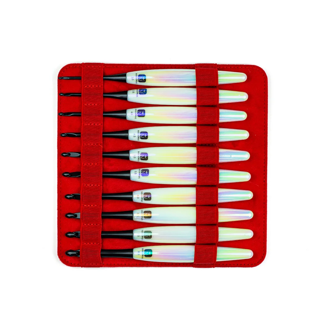10Pcs Set 3.0-8.0mm Crochet Hooks Acrylic Handle Aluminum Oxide Black Hand Polishing Ergonomic Crochet Hook  Weaving Tool