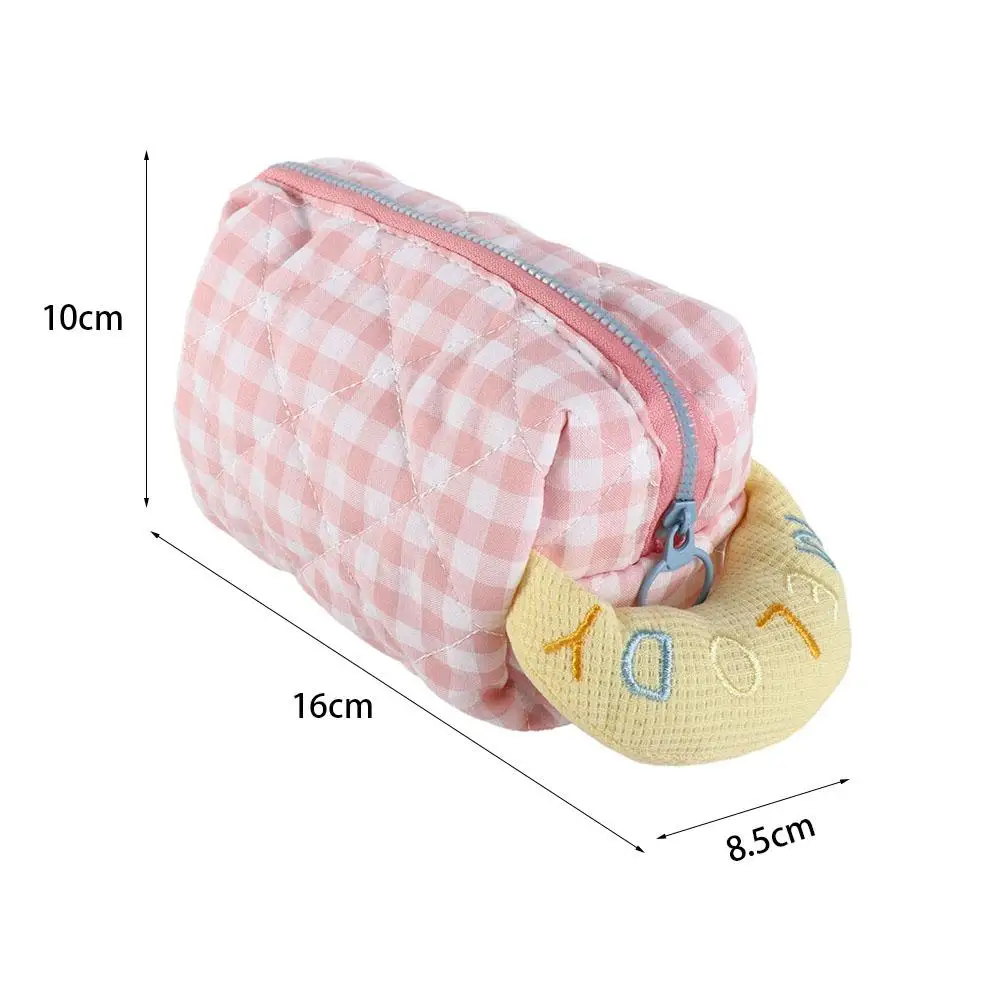 Geruite Cosmetica Opbergtas Met Rits Multifunctionele Stoffen Potlooddoos Gewatteerde Make-Up Organizer Tas Met Rits