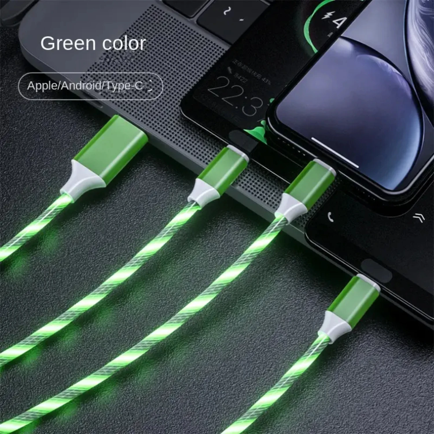 LED Soft Light 3-In-1 Mobile Phone Fast Charging Cable, Data Cable