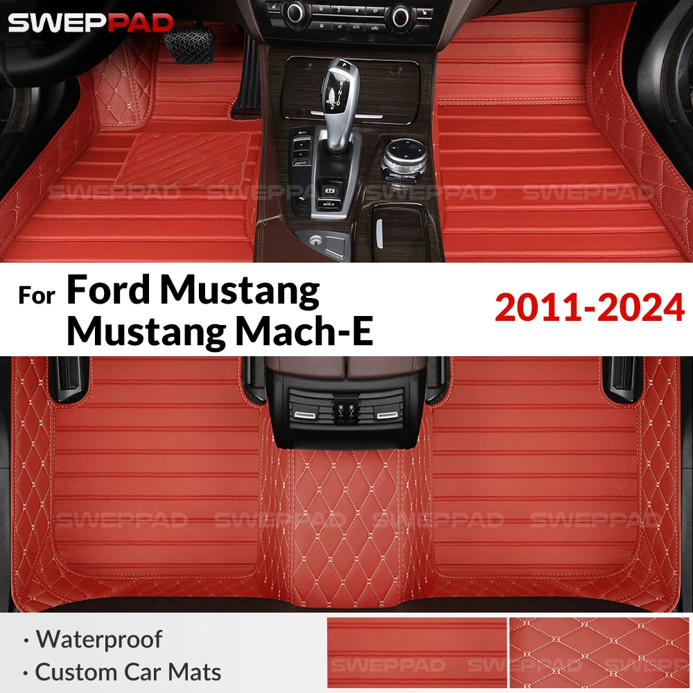 

Для Ford Mustang/Mustang Mach-E 2011-2024 23 22 21 автомобильный напольный коврик, всепогодные кожаные защитные напольные вкладыши, автомобильный коврик на заказ