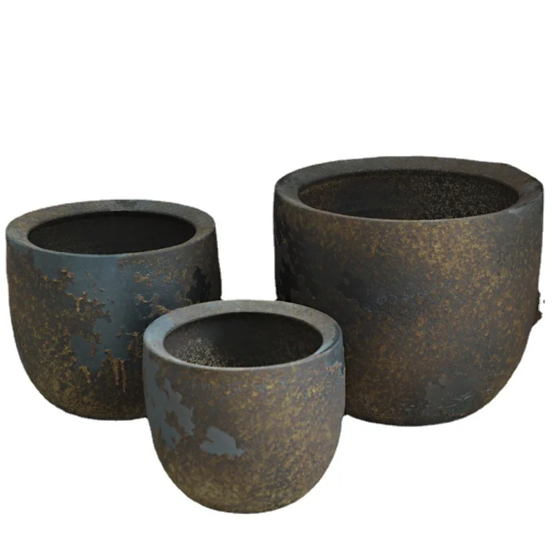 Large-caliber balcony creative ornaments with coarse pottery flowerpots are retro and quiet, and ceramic flower beds are home in