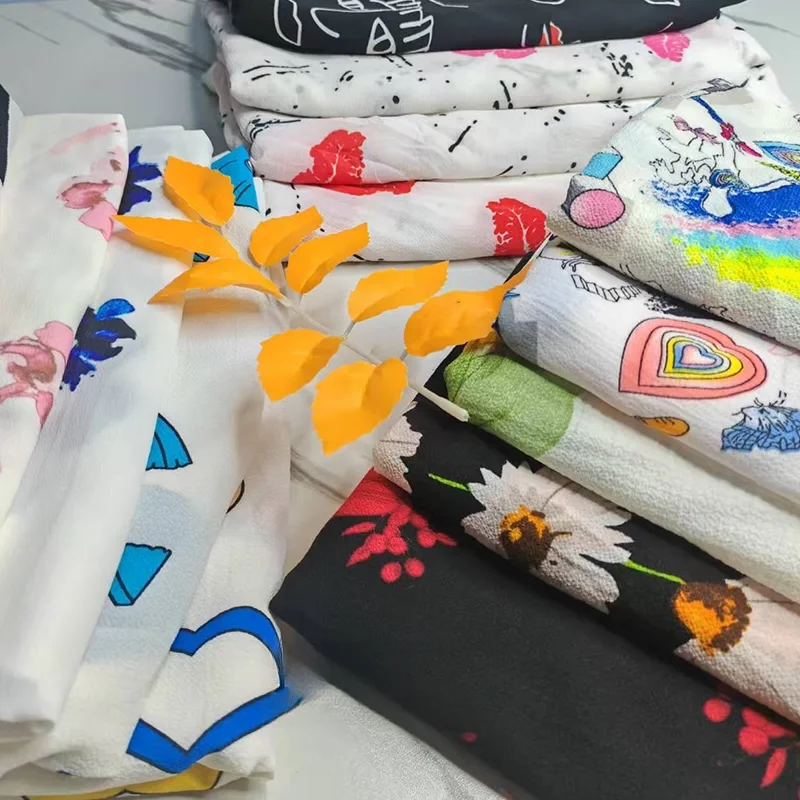 Non Transparent Chiffon Printed Fabric for Handmade DIY Dress Clothing Decoration Fabrics By The Meter Sewing Material Cloth
