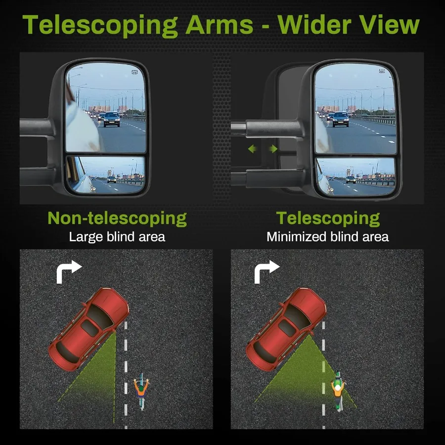 مرايا سحب متوافقة مع 20072014 تشيفي سيلفرادو جي إم سي سييرا محرك الطاقة الساخن ومرآة سحب بديلة لجانب الركاب #4