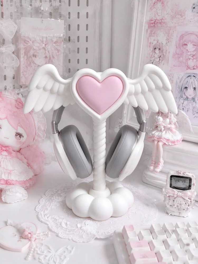 3d Printing Angel Wing Heart Cloud Headphone Stand Cute Universal Headset Holder Desktop Decor Rack Gaming Headset Girl Gift