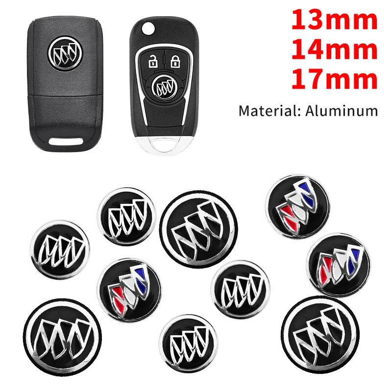 Emblema de Aluminio de 13mm/14mm/17mm, Símbolo, Logotipo, Adhesivo para Llave de Coche, Carcasa para Control Remoto para Buick LaCrosse, Regal, Verano, Excelle GT, XT, Envision