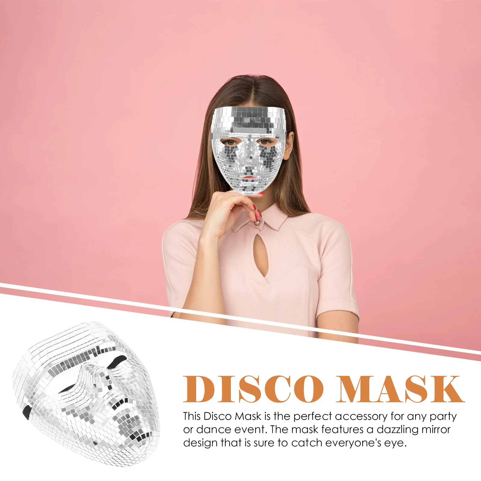 

Glitter Mirror Mask For Halloween Disco Carnival Party Masquerade Costume Cosplay Women Men Pvc Glass Reusable Light Comfortable