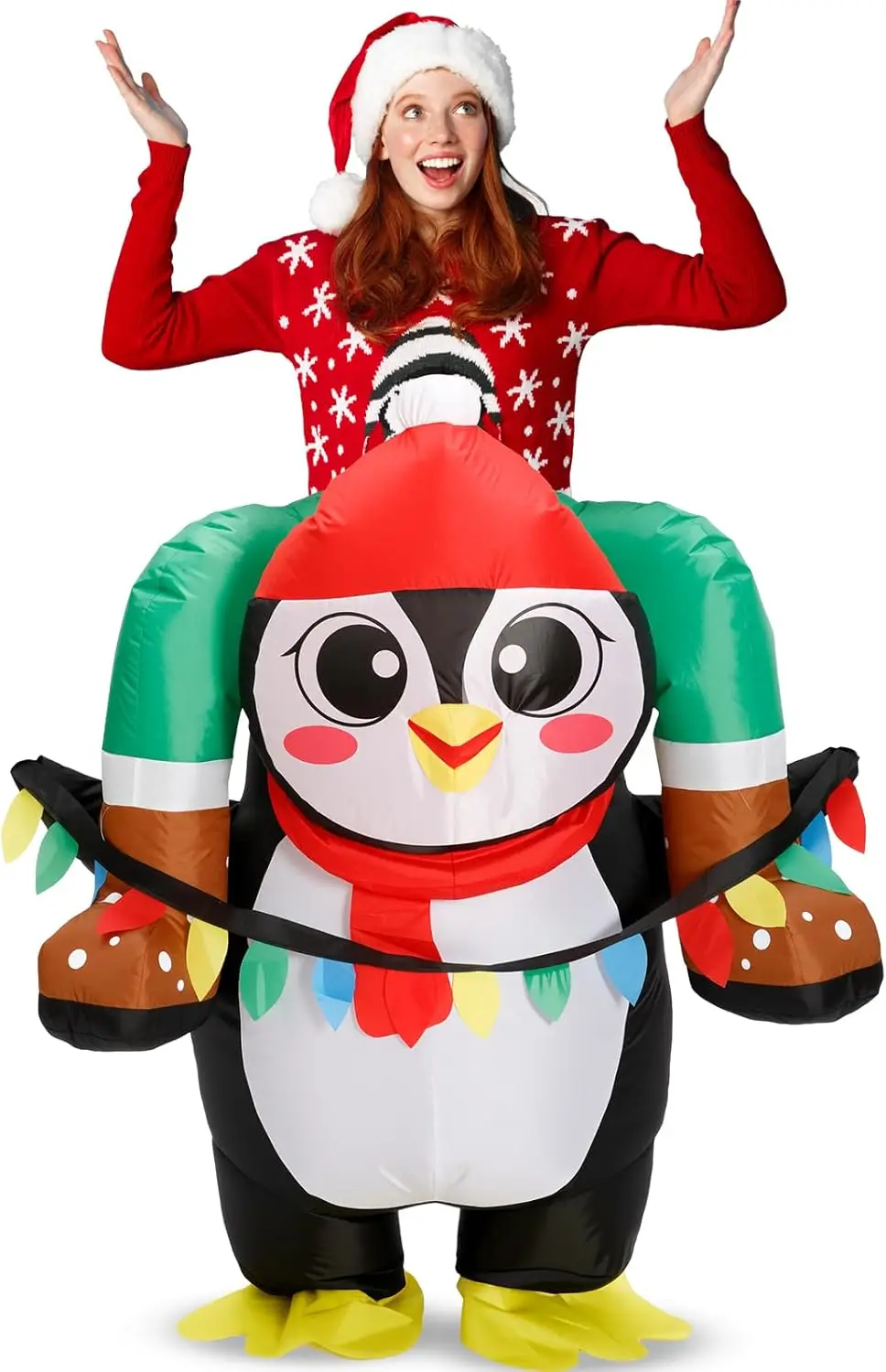 

Funny Inflatable Christmas Costume for Adults, Xmas Ride-on Inflatables, Men Women Cosplay Character