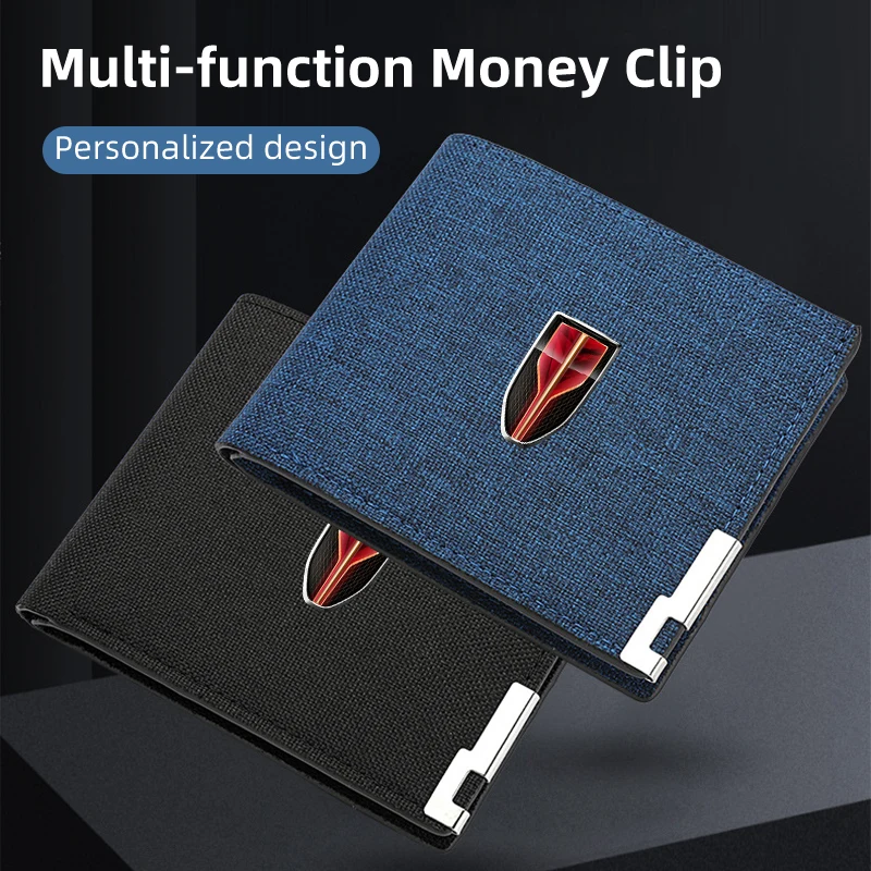 Car Men Short Wallet Credit Card Holder Coin Holder Folding Wallet For Hongqi HS5 H5 H9 E-QH5 HS7 E-HS9 H7 E-HS3