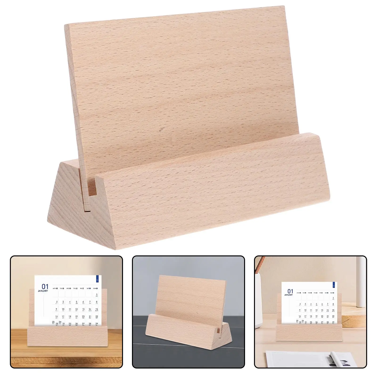Wooden Desk Base Card Display Holder Slot 7mm Business ganizer Rustic Wood Cards Displaying Accessory Place Table Picture Stand