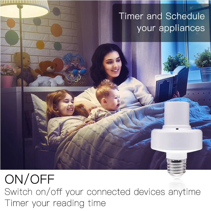 85-265V WiFi Smart Light Bulb Adapter Lamp Holder Base AC Smart Life/Tuya Wireless Voice Control with Alexa Google Home E27 E26