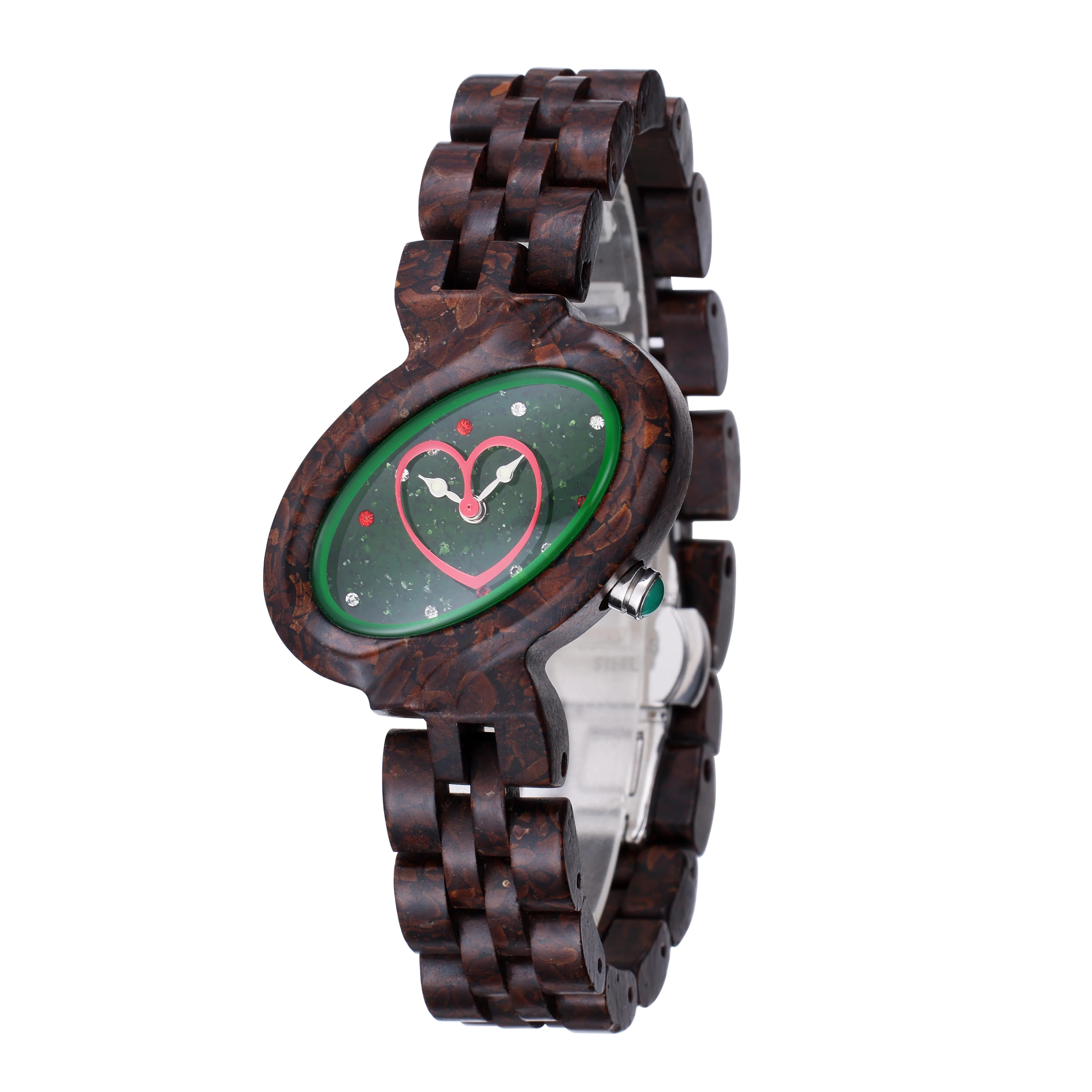 Woman Watch made of coffee beans with Natural crystal sandstone Dial Lady watch