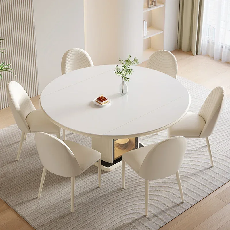 

Round Design Dining Table Nordic Minimalist Living Room Luxury Dining Table Japanese White Mesa De Comedor Hall Furniture