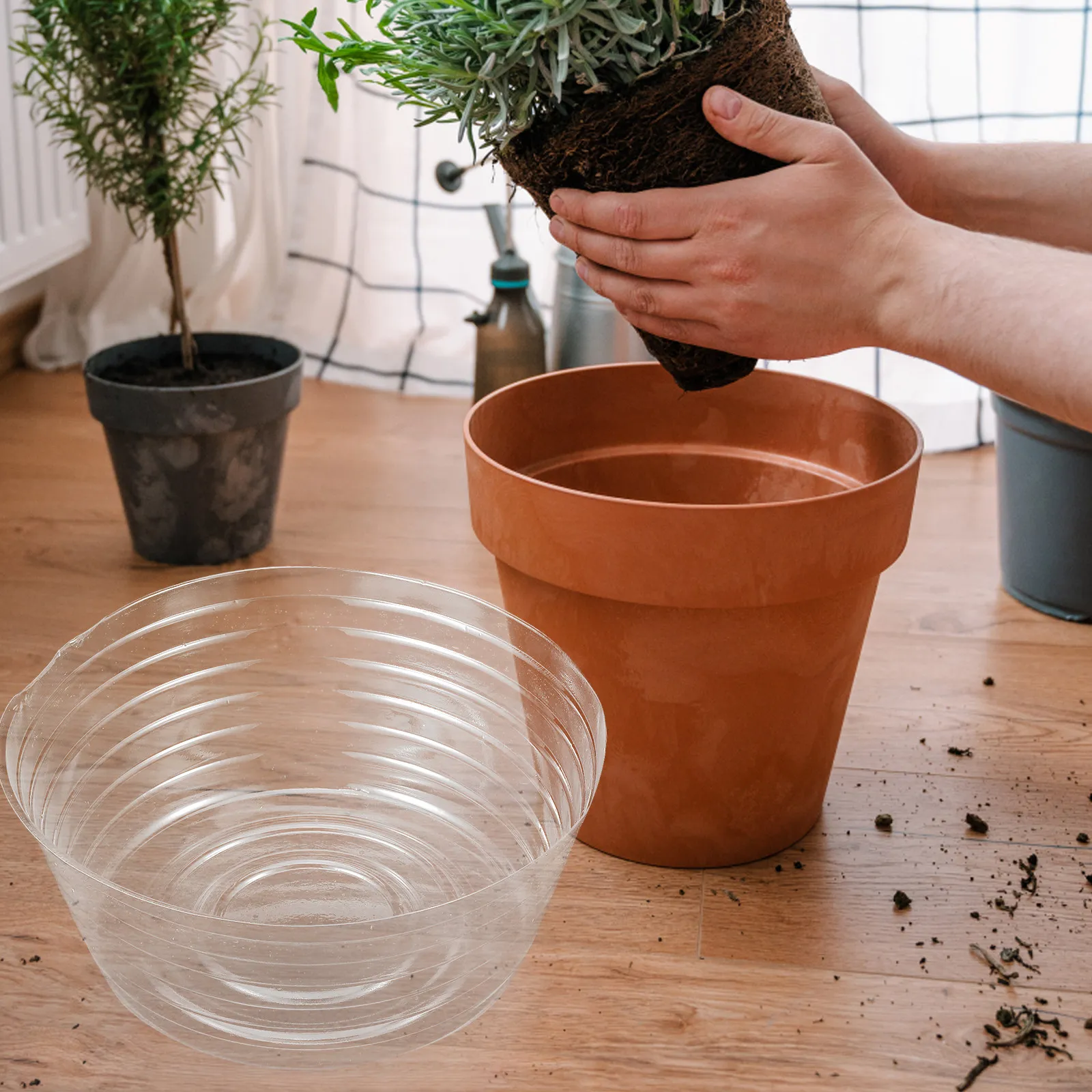 10Pcs Long-Lasting Clear Plant Tray Saucer for Flower Pots Indoor Outdoor Use Drip Proof Non-Slip Gardening Planter Liner