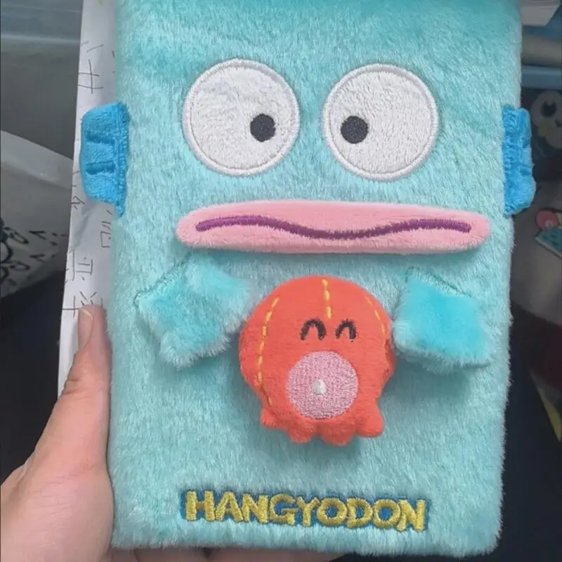 17Cm Sanrio Hangyodon Embroidery Blue Plush Underline Notebook Fun Pressing Doll Keep A Diary Meeting Use Classmate Holiday Gift