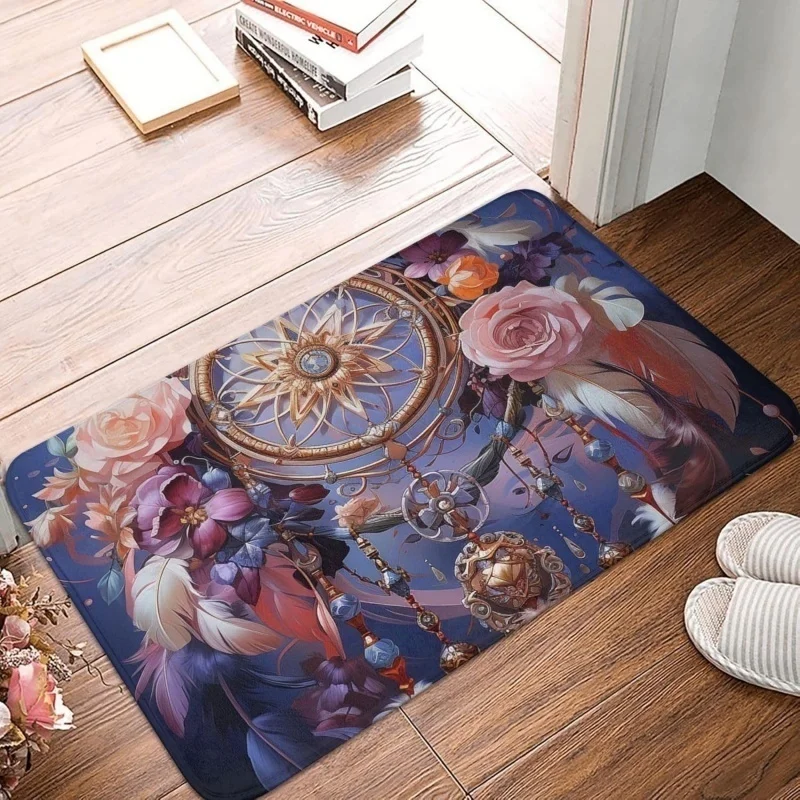 Vintage Lavender Bicycle Purple Butterfly Floral Print Doormat Anti Slip Floor Mat French Country Farmhouse Front Entrance Mat
