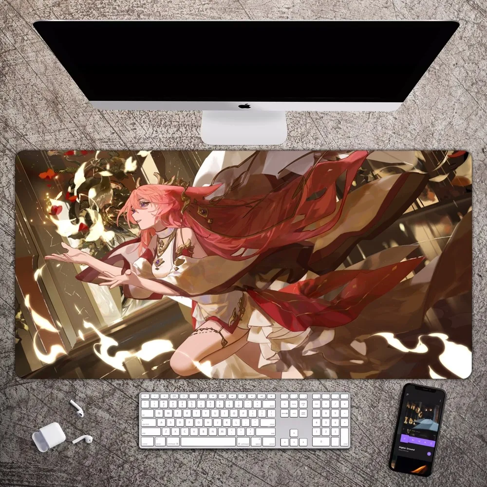 Yae Miko Mousepad Large Gaming Compute Gamer PC Keyboard Mouse Mat