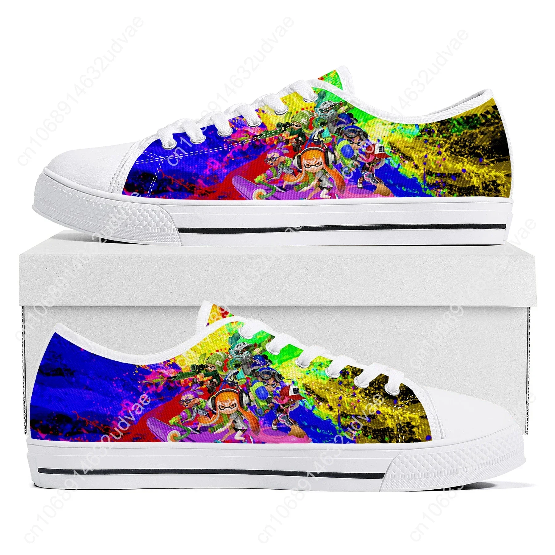 Homens e mulheres Splatoons Game Low Sneakers, sapatilha de lona, sapatos personalizados, casual, alta qualidade, adolescente, casais, qualidade superior