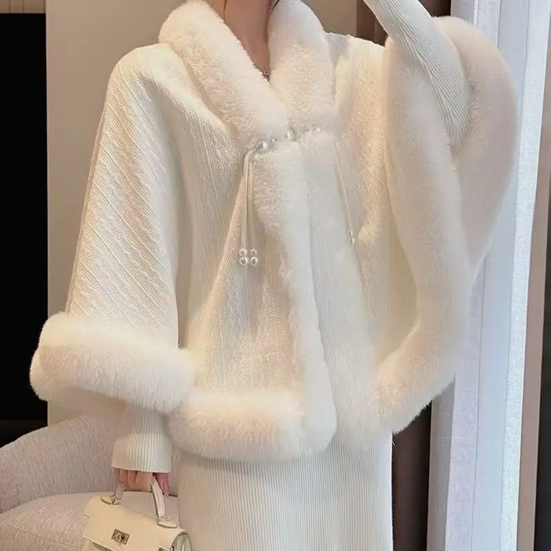 ヴィンテージ共和国時代のマント冬厚いベルベットショールコート女性のチャイナドレスマッチショートローブヴィンテージクリスマスオーバーコート