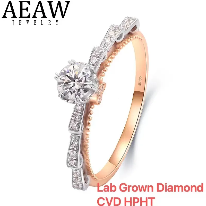 Luxury Two Tone Gold 0.5ct DEF VS HPHT CVD IGI Lab Grown Diamond 14K Gold Ring for Women Anniversary Gift