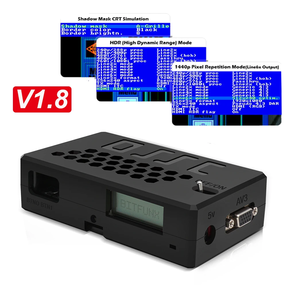 

OSS с открытым исходным интерфейсом Φ V1.8 с SCART, компонентом и адаптером VGA к HDMI, идеально подходит для ретро-игр Zero lag RGB