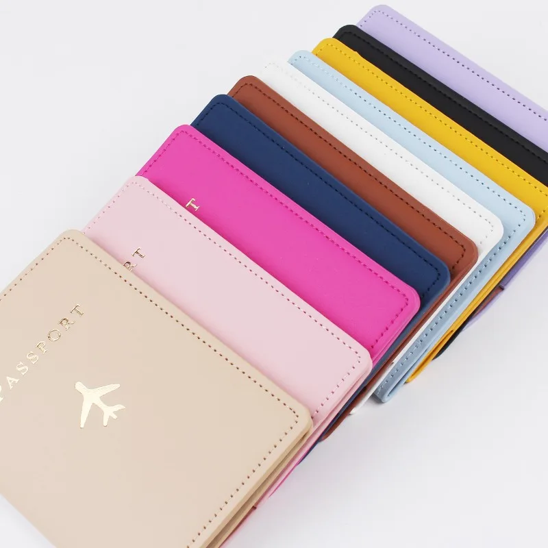 1PCS PU Leather Plane Passport Cover Case Card Holder Fashion Wallet Lightweight Travel Accessories for Flight for Women or Men