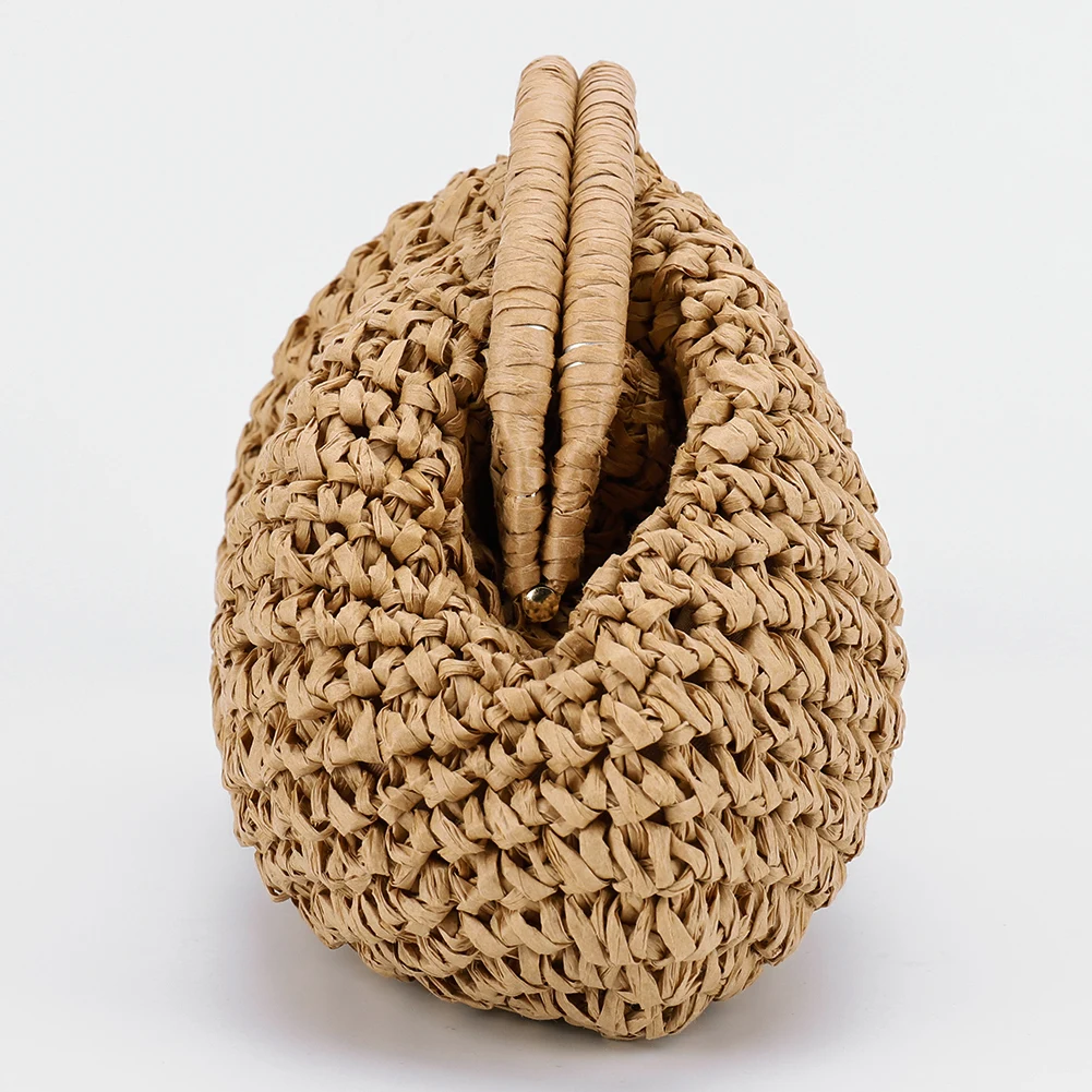

Women Straw Woven Bag Chain Strap Fashion Shoulder Bag Large Capacity Stylish Crossbody Bag Solid Color for Summer Beach