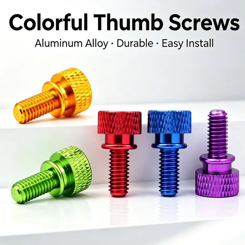 1pcs 6#32*6.5 Anodized Aluminum Alloy Thumb Screws, Colorful High Head Hand-Tighten Bolts for PC Case Decoration & Installation