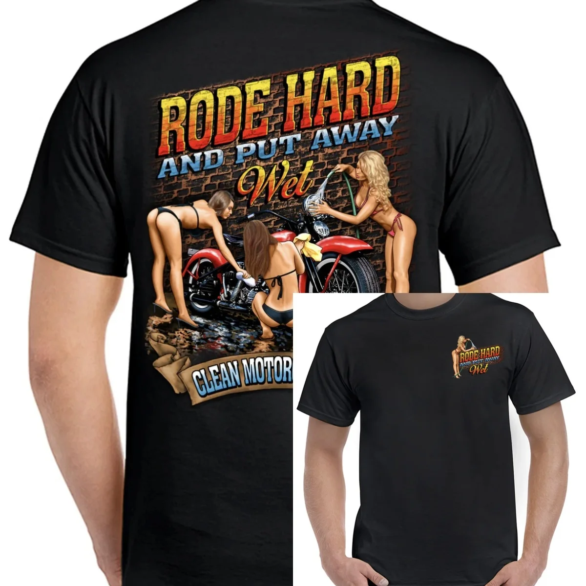 Rode Hard Funny Offensive Motorcycle Humor Stripper Biker T Graphic Printing High-end Luxury Unisex Style Both of Men and Women