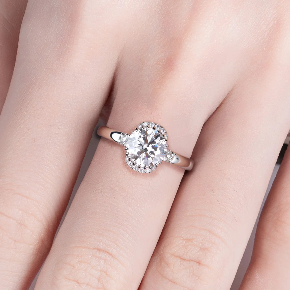 AliMoss 2ct D اللون مويسانيتي خاتم الخطوبة 14k مطلية بالذهب العصابات الزفاف هالة وعد خواتم للنساء هدايا مجوهرات