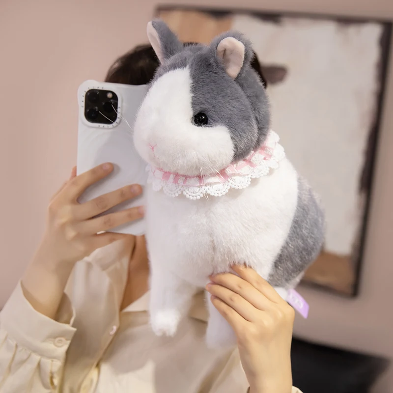 Simulation Nette Realistische Kaninchen Plüsch Spielzeug Weiche Stofftier Kawaii Flauschigen Hase Puppe Baby Schlaf Kissen für Kinder Geschenke