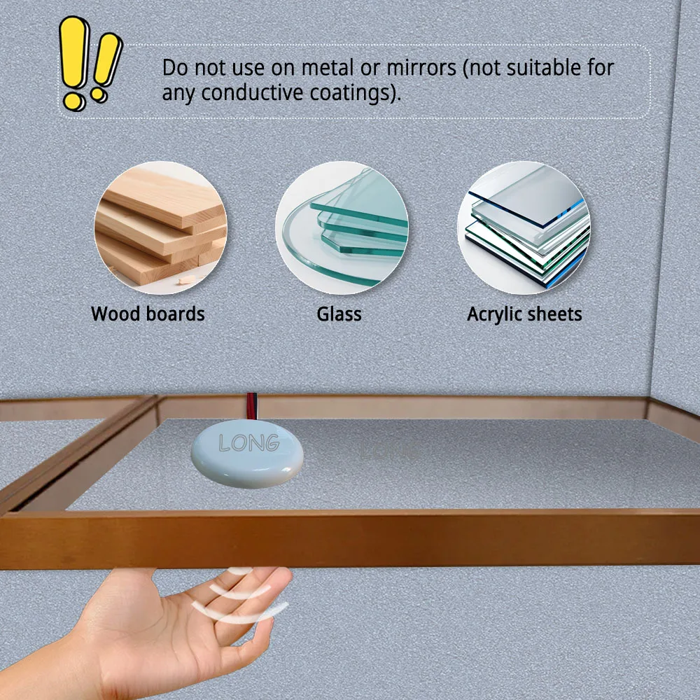 Touch Dimming Switch Wooden Panel for Cabinet LED Light, Hidden Sensor, Hand-wave Activation, 5-24V DC, for Wardrobe & Furniture