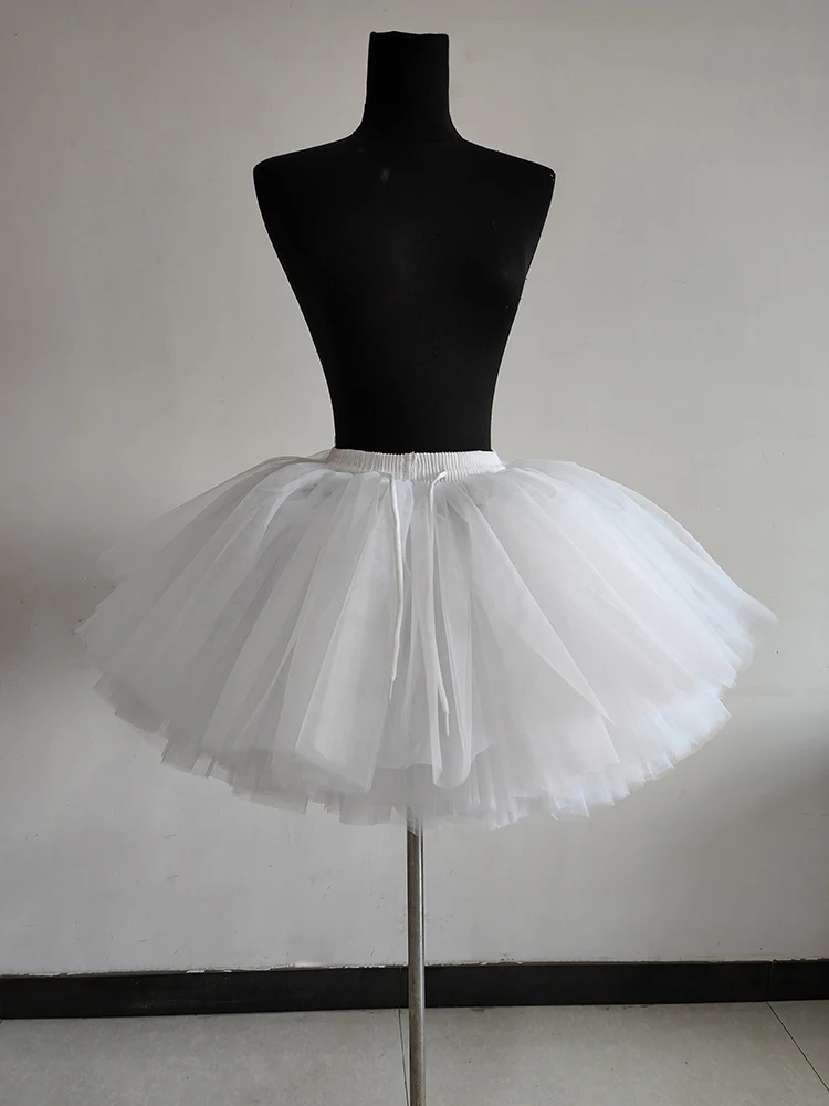 MAGOGO 35cm Soft Yarn Boneless Micro-Puffy Lolita Short Dance Petticoat Cosplay Party White Elastic Tutu Tulle Skirt Underskirt