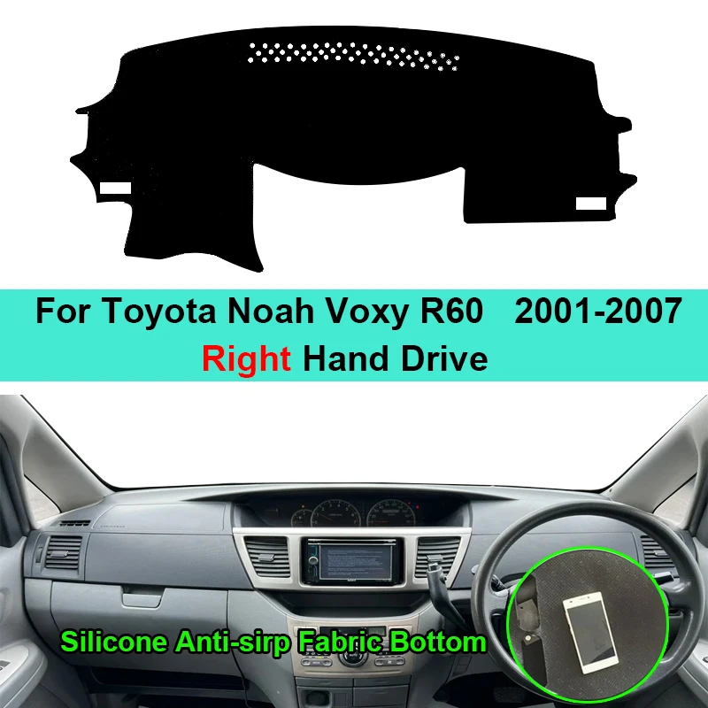 لتويوتا نوح فوكسي R60 2001-2007 غطاء لوحة سيارة حصيرة لوحة العدادات السجاد عدم الانزلاق وسادة مكافحة القذرة الداخلية اكسسوارات