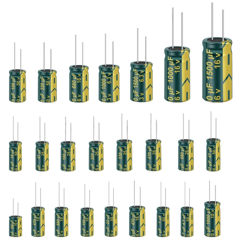 

15/24/36 Values 225/460/925Pcs Aluminum Electrolytic Capacitors Assortment Kit High Frequency Low ESR 16V-50V with Storage Box