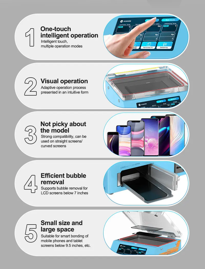 SUNSHINE L4 Intelligent Laminating and Bubble Remover Machine for 9.5in Universal LCD Phones Tablet Screens Professional Repair