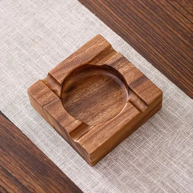 1pcs Personalized Cigar Tray Ashtray Vintage Solid Wood Ashtray Cigarette Accessories Great Gift for Men Wooden Cigar Ashtray