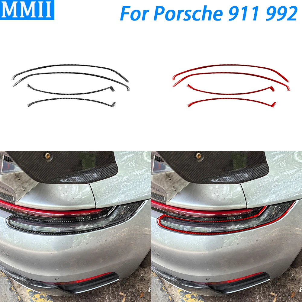 

For Porsche 911 992 2019-2024 Real Carbon Fiber Rear Tail Light Lamp Cover Decorative Strips Car Decoration Accessories Sticker