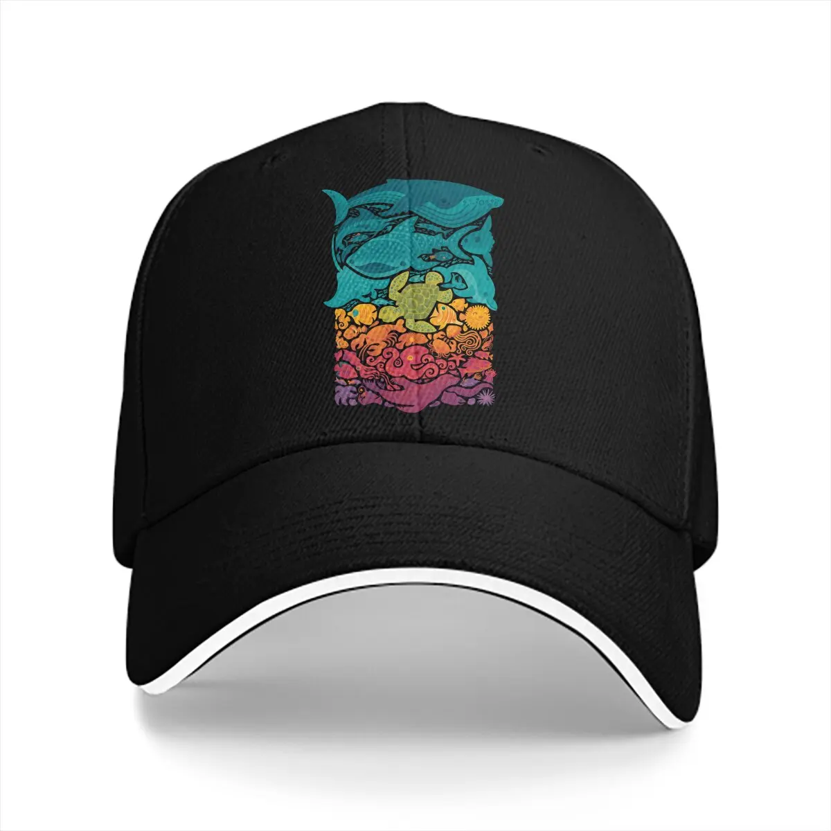 Aquatic Spectrum Animal One Hundred Fish Multicolor Hat Peaked Women's Cap Personalized Visor Protection Hats