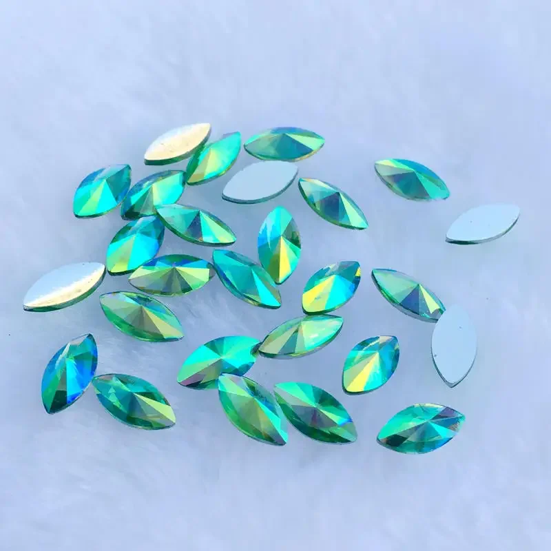 100pcs 5*10mm AB Color Stick On Rhinestones buttons Shiny Drop pinnacle Resin Rhinestone Crystals Stones For DIY Wedding