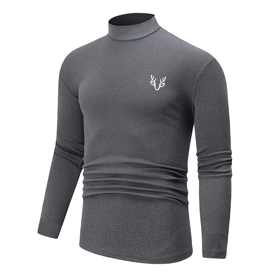 3/1 Stück Herren Herbst- und Winter-T-Shirt in Uni-Farbe mit halbhohem Kragen, lässig, einfach, warm, langärmelig, für junge Männer, Übergröße, Basic-Oberteil – Detail 10
