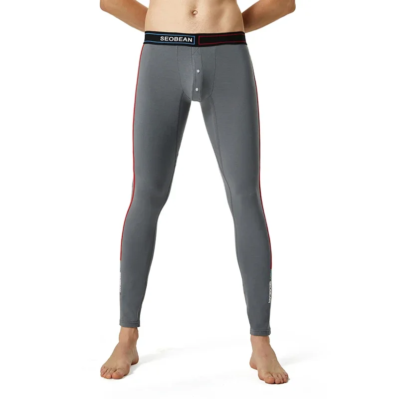 SEOBEAN-Sexy algodão Long Johns masculino, cuecas térmicas de baixo crescimento, leggings para outono e inverno, novo