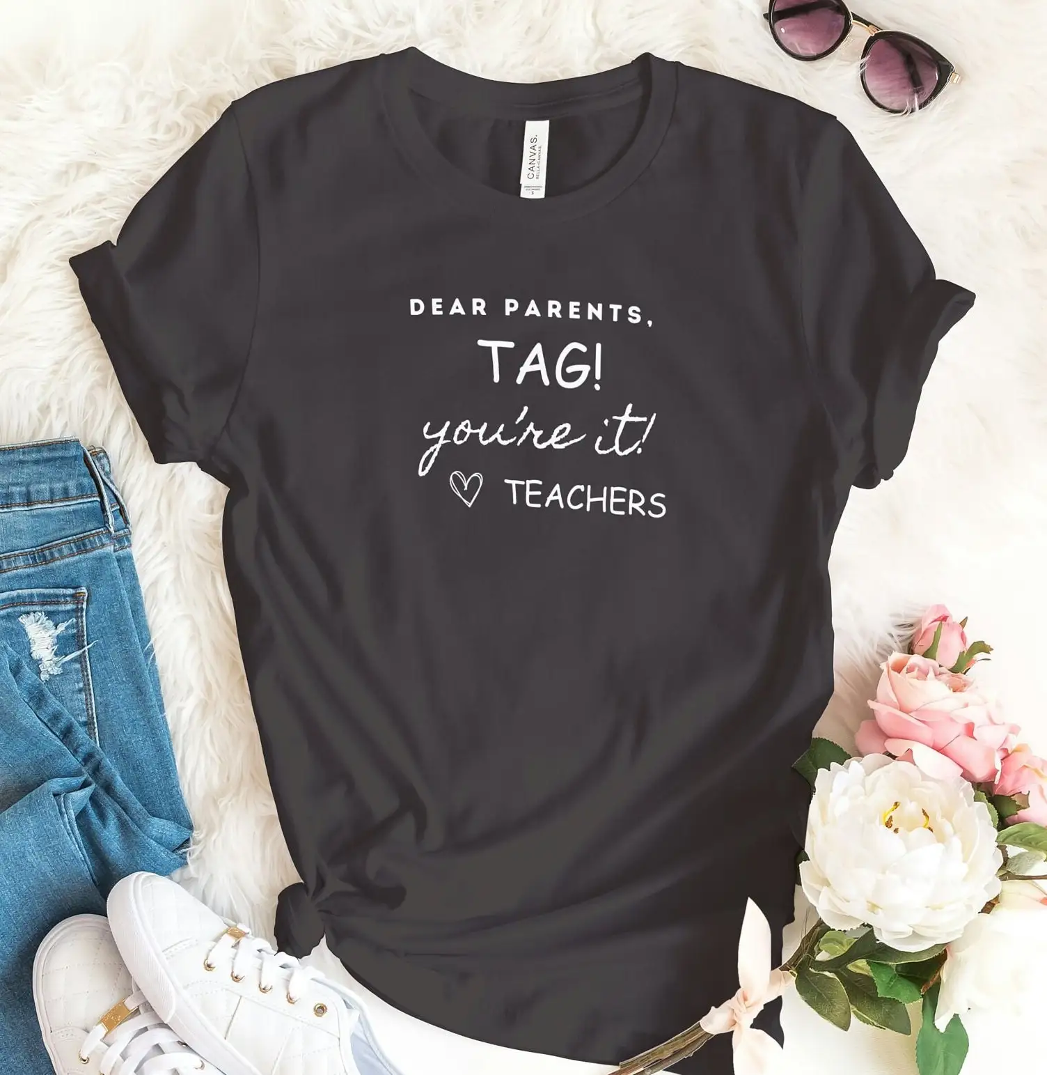 Dear Parents Tag You'Re It Love Schools Out For Summer T Shirt Last Day Of School End Teacher Matching