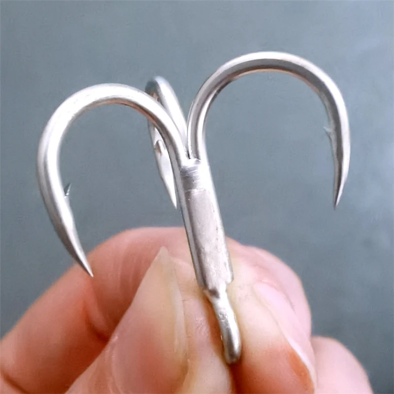 Imagem -06 - Rodada Dobrado Triplo Ganchos Tração Forte Aço Carbono Elevado Agudos Gancho Água Salgada Pesca Suprimentos Acessórios 4x 50 Pcs