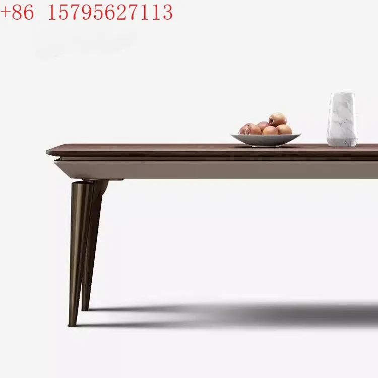 

Длинный обеденный стол из североамериканского черного ореха, большой плоский пол, домашний ресторан, современный легкий роскошный обеденный стол и стул